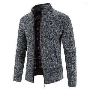 Suéteres masculinos grossos homens casaco elegante malha cardigan jaquetas para outono inverno quente macio elegante outerwear com colarinho zíper