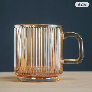 Şarap bardakları İskandinav şeritli cam kupa bardağı 340ml 11 oz kalın kahve sütü suyu kahvaltı makinesi preslenmiş 1 adet