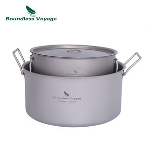 Outdoor Gadgets Boundless Voyage 2L 5L Big Capacity Soup Pot Stock with Lid Folding Handle for Hiking Picnic Cooking 230826