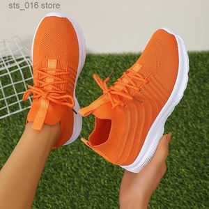 2023 Knitted Dress New Loafers for Women Lace-Up Soft Sole Breathable Sneakers Woman Solid Color Non-Slip Casual Shoes F fd4c