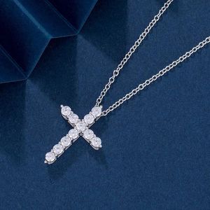 Collana con ciondolo croce di diamanti Sterling Sier, creativa, semplice, leggera, con nicchia, clavicola, collana premium