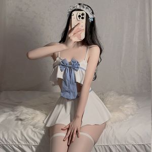 Seksi pijama iç çamaşırı okulu kız rol oynama hizmetçisi elbise erotik cosplay kostüm öğrenci üniforma kasıksız mini etek lolita kıyafeti 230825