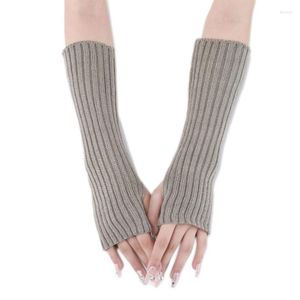 Knee Pads All-match Knitted Fingerless Gloves Solid Color Half Finger Arm Sleeves 57BD