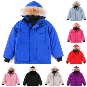 Crianças para baixo casacos canadiano criança jaquetas quentes com capuz parkas designer crianças meninos outwear meninas juventude gansos engrossado criança bebê inverno sportswear azul preto vermelho