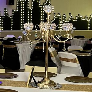 Stół przyjęcia Świec Centerpiec Dekoracje Silver Crystal Candelabra Candle Holder na dekorację ślubną 123