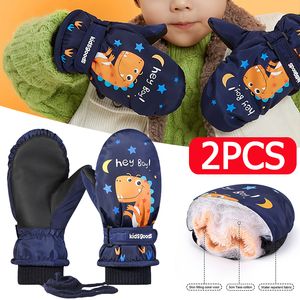 Kinder Fäustlinge Kinder halten warme Handschuhe rutschfeste Beschichtung Winter Thermo wasserdicht Vollfinger mit Lanyard für Bergsteigerausflug 230826