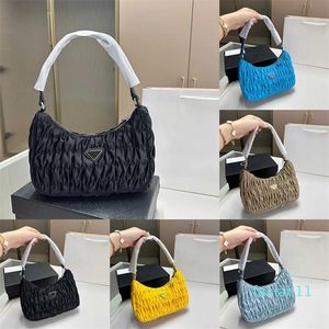 Bolsa de ombro designer hobo bolsa de compras feminina dobrável axilas mensageiro sacos vintage azul amarelo bolsa