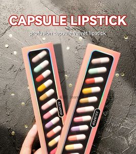 Lipstick 12 Color Mini Capsule Lipstick Set Waterproof Non Stick Cup Carry Pill Lipsticks Long Lasting Lips Makeup DIY Lipstick For Women 230826