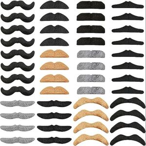 Self Adhesive Mustaches Hairy Beard Facial Hair False Mustache for Halloween Party Supplies Costume Accessories Masquerade Photography Props