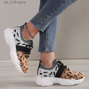 Women's Leopard Tennis Dress Sneakers 2023 Spring Autumn New Mesh Breattable Sport Shoes Ladies Walking Flats T2 Be81