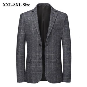 Abiti da uomo Blazer Autunno Blazer scozzese da uomo Business Casual Giacca da abito 8XL 7XL 6XL Plus Size Ufficio Festa Abito da sposa Cappotto Abiti di marca 230825