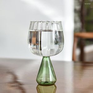 ワイングラス1 PCクリエイティブカラフルなストライプガラスカップモーニングミルクホーム調理器具を使用して飲み物デザートコーヒーを保持することができます