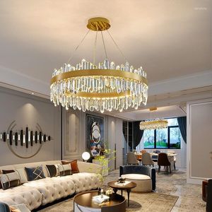 Chandeliers LED Modern Luxury Crystal Pendant Ceiling Lights For Living Dining Room Kitchen Home Decor Hanging Suspension Lustre