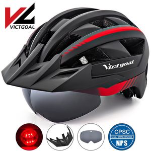 Fahrradhelme VICTGOAL Fahrradhelm für Männer Frauen MTB Rennrad LED USB wiederaufladbar Light Mountain Visier 230825