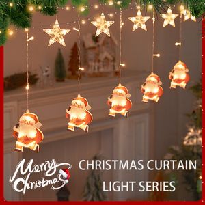 Juldekorationer Jul LED -ljussträng Xmas Ornament Julgardin Ljussträng Xams Tree Decor för sovrum Garden Hemdekoration 230825