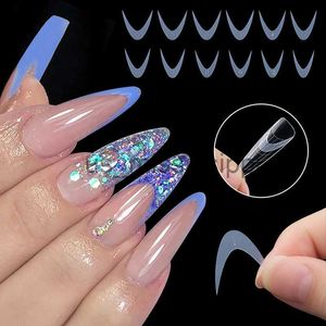 False Nails 120st Crescent återanvänt Soft Silicone Pad French Line Nail Forma Dual Sticker för Dual Forms Manicure Extension Mold Tool Salon X0826