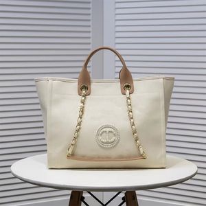 Designer Tote Mulher Sacos de Lona Simples Cruz Corpo Ombro Luxurys Bolsas Lidar com Moeda Bolsa Cadeia Sacos de Compras Grande Capacidade Casual Totes Beach Pearl Clutch Bag