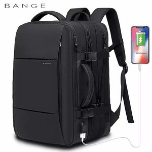 Sacos escolares bange mochila de viagem homens negócios expansível saco usb grande capacidade 17.3 laptop impermeável moda 230826