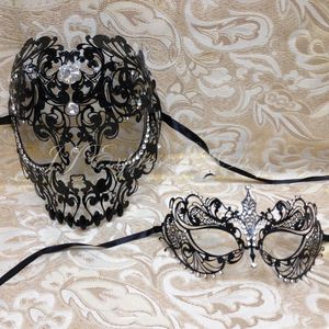 Parti Maskeleri Çift Çifti Sevgilisi Siyah Metal Korkunç Kafatası S Venedik Masquerade Ball Cadılar Bayramı Kostümü Mardi Gras 230825