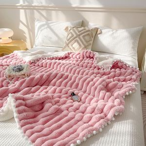 Cobertores Toscano Faux Rabbit Fur Quente Ponderado para Cama Luxo Lamb' Duplo Cobertor Macio Calor Fofo 230825