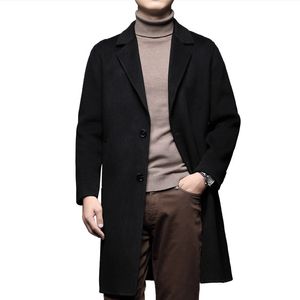 Men's double-sided woolen coat autumn and winter suit collar pure wool medium long business thick windbreaker