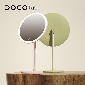 Kompakta speglar DOCO Makeup Mirror Mini Desktop Justerbar LED -ljus Hög quanlity Metallstruktur Perfekt för gåva som ger 230826