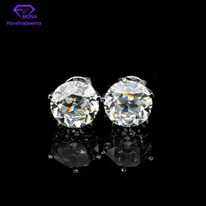 Charm Monafinejewelry Wholesale Price 14K White Gold Earring 2ct OEC Old European Cut 8x8mm Stud Earring 230825