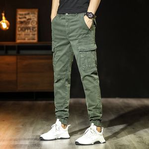 Herren Jeans Streetwear Fashion Männer Elastische Große Taschen Casual Cargo Hosen Hombre Armee Grün Khaki Gespleißt Designer Hip Hop Joggers 230825