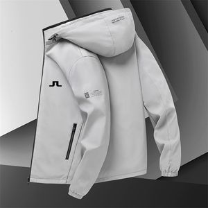 Męskie kurtki męskie kurtki wiatrówki J Lindeberg Golf z kapturem łamacz wiatru Wind Casual Płaszcz Męski Windproof Autumn Spring Men 230825