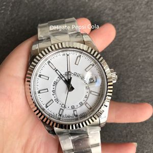Relógios masculinos de prata de 42 mm SKY cal.9001 Relógio mecânico automático de alta qualidade com movimento Pulseira de prata 904L brilho relógio de pulso de cerâmica à prova d'água
