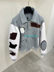 Giacca da uomo di design 5A giacca da baseball con maniche in pelle floccata Varsity Coats cappotto in lana patchwork con maniche in vacchetta ricamata con texture giacca da baseball