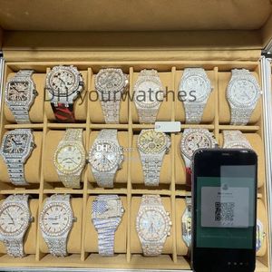 حركة الساعات الفاخرة الساقين الساعات menwatch المثلجة مشاهدة Moissanite Watch Wristwatch Automatique Montre Designer Watches for Men Diamond Watch Montre de Luxe 024