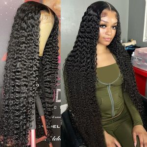 ウォーターウェーブカーリー13x6 HDレースフロントウィッグブラジル30 40インチ13x4 Glueless Loose Deep Wave Human Hair Lace Front Wig for Women