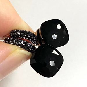 Hoop Huggie 10.6mm Classic Nudo örhängen Black Gun Plated For Women Ametyst Black Onyx Drop Earrings Candy Square Crystal Earrings Gift 230825