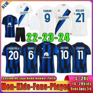 23 24 NewInter Milans Fan Fans Player Lautaro Dzeko Gosens Soccer Jerseys J. Correa Calhanoglu de Vrij Home Away Football Frush Kid