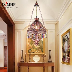 Lampy wiszące w stylu Morza Śródziemnego Dekoracja ręcznie robiona tureckie lekkie szklane odcienie lampa mozaika do baru kawiarni e14