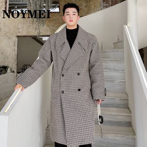 Мужские траншевые пальто Noymei Light Luxury Oredbreaker Зимняя средняя средняя длинный утолщенный двойной грудь костюма для воротника Модный клетка WA2489 230825