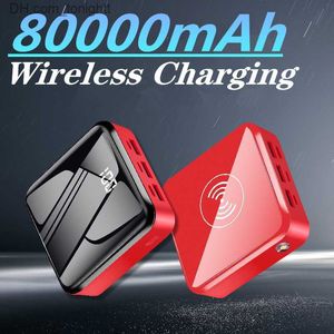 Power Bank 80000MAH Беспроводной телефонной зарядное устройство Внешнее аккумуляторная зарядка для iPhone 14 13 12 Series Power Bank Q230826