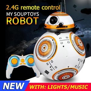 ElectricRC Animals RC Robot 24G Fjärrkontroll med sund actionfigur Uppgradera Intelligent BB8 Ball Droid Model Toys for Children 230825