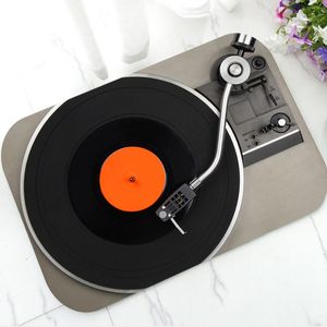 Halı yenilik vinil plak çalar hoş geldiniz kapı mat retro vintage dj pikaplı paspas halı kat giriş müzik sevgilisi ev dekor 230825