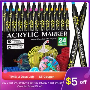 Markers Metallic Marker Pens 36 Colors Acrylic Pens Brush Round Tip Pastel Pens for Adult Coloring Book Art Rock Painting Card Making 230826