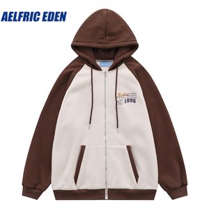 Mens Hoodies Sweatshirts Aelfric Eden 1996 Splicing Hoodie Japanese Hip Hop Fashion Patchwork Vintage Style Streetwear Harajuku Cotton Loose Hooded 230825