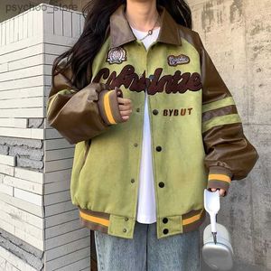 2023 Lederjacke Kleidung Stickerei Vintage Mäntel Farbabstimmung Windjacke Baseball Uniform Parkas American Style Jacken Q230826