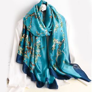 Scarves Women Silk Winter Scarf Luxury Design Print Lady Beach Shawl Fashion Smooth Foulard Female Hijab 230825