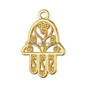 Charms New Fashion Easy To Diy 10Pcs Hamsa Religion Charm Meaningf Turkish Jewelry Making Fit For Necklace Or Drop Delivery Dhavk