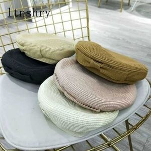 Berets Summer Spring Hats Fashion Straw Beret Bow Hat Słońce Visor żeńska oddychająca literatura stała kolor 230825