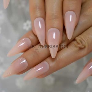 False Nails High Light Gel Fantasy Fake Nails Almond Pointed Nude Color False Nalse Medium Long Size Stiletto Tips with Glue Sticker x0826