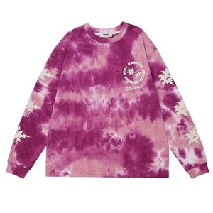 Mens Hoodies Moletons Outono Algodão Para Homens Tie Dye Impresso Manga Longa Pulôver Casal Camisas Unissex Oversize 230825