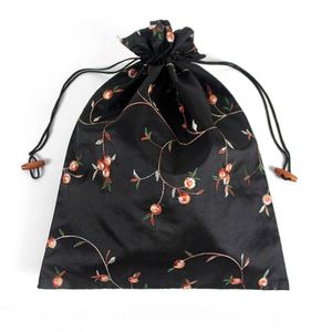 Storage Bag Embroiderd Drawstring Storage Bag Women Highheel Silk Shoe Bags Pouch Purse 27*37cm