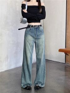 Dżinsy damskie Deeptown Y2K Vintage worka wróżka wróżka koreańskie dżinsowe spodnie mody duże harajuku retro 90s spodni 230825
